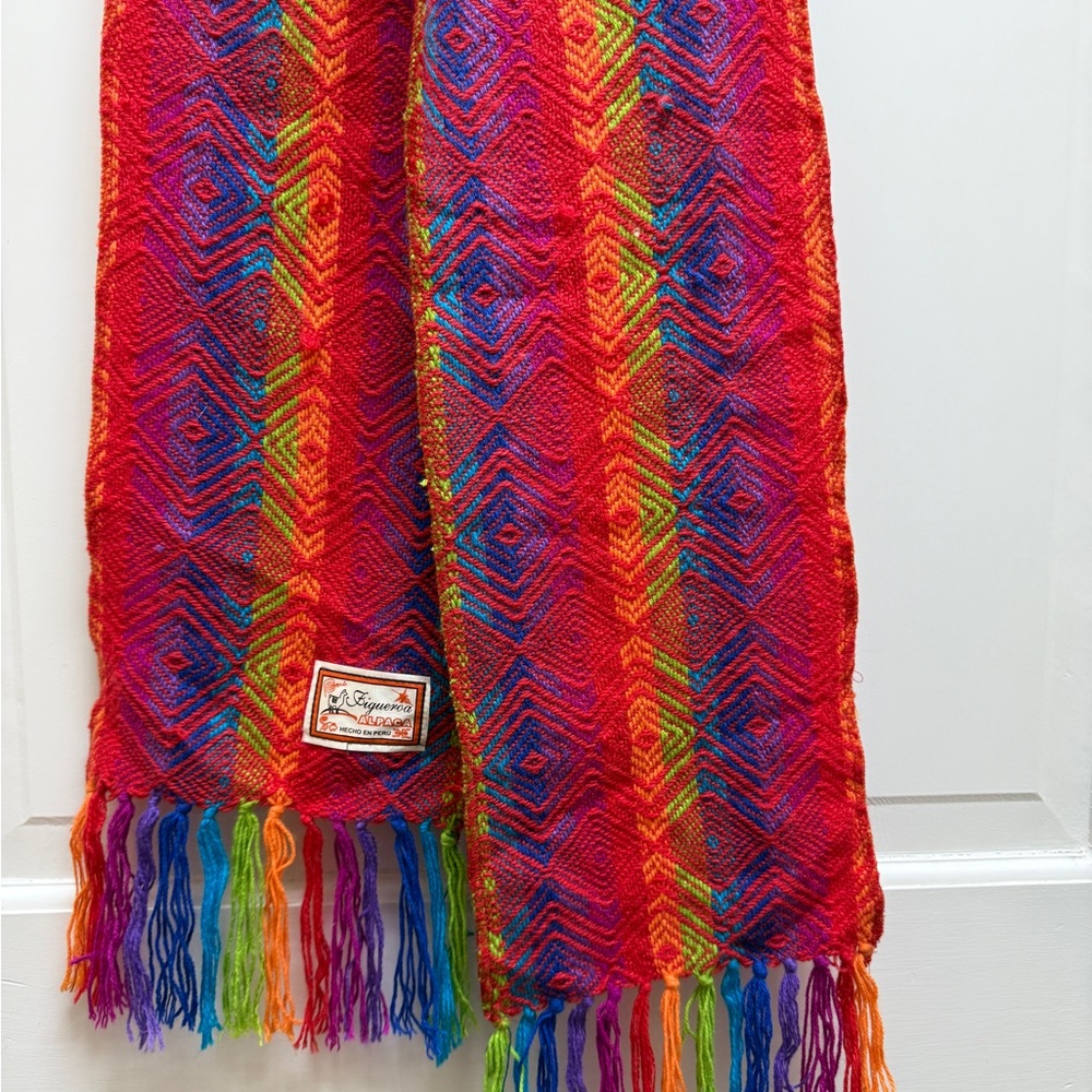 Vibrant Multicolor Fringe Alpaca Scarf - Picture 4 of 10